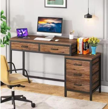 Compact Bureau met 5 Lades en Omkeerbare Ladekast, Verzenden, Nieuw
