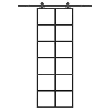 vidaXL Schuifdeur met beslag 76x205 cm ESG-glas en aluminium, Doe-het-zelf en Verbouw, Deuren en Horren, Verzenden, Nieuw