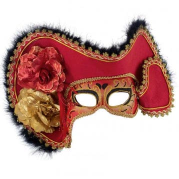 Oogmasker Venetië met hoed goud / zilver / rood - Rood, Verzenden, Nieuw