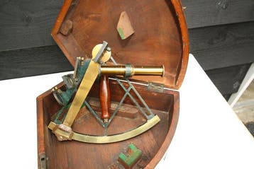 Sextant - Gegoten messing, Mahonie - Niet bekend - 19e Eeuws