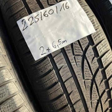 2 x Hankook 225-60-16 Winterbanden 6,5mm, Gebruikt, 16 inch, Band(en), Personenwagen