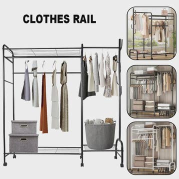 Dubbele Kledingrek met Haken en Opbergplanken - Robuust en M, Kleding | Dames, Kledingrekken, Verzenden, Nieuw