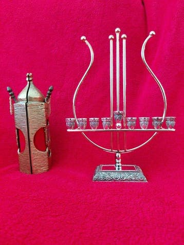 Sefer Torah en Menorah (2) - Messing - 1950-1960, 1960-1970