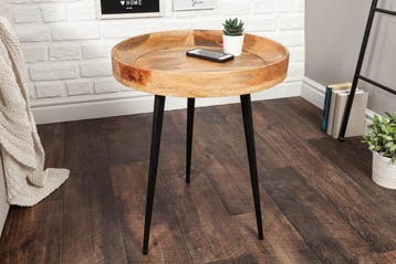 Stevige bijzettafel PURE NATURE 45cm naturel mangohout rond, Ophalen of Verzenden, Nieuw
