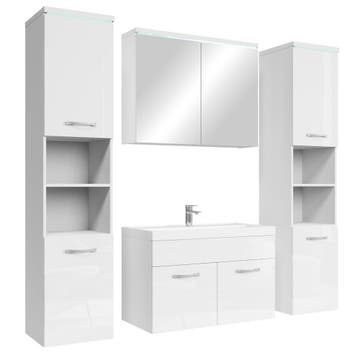 Badkamermeubel Set Paso XL 80 x 40 cm Wit Badmeubel, Verzenden, Nieuw, Wastafelkast