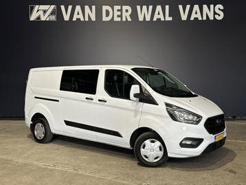 Ford Transit Custom 2.0 TDCI 131pk L2H1 Dubbele Cabine Euro6, Stof, Gebruikt, Wit, Dealer onderhouden