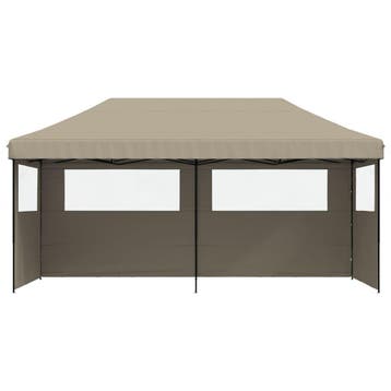 vidaXL Partytent inklapbaar pop-up met 3 zijwanden taupe, Tuin en Terras, Verzenden, Nieuw, Partytent