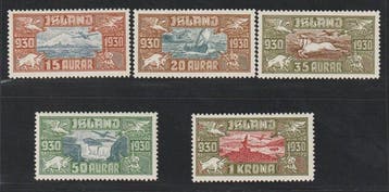 IJsland 1930 - IJsland 142-45 ** Allthing Luchtpost, Gestempeld