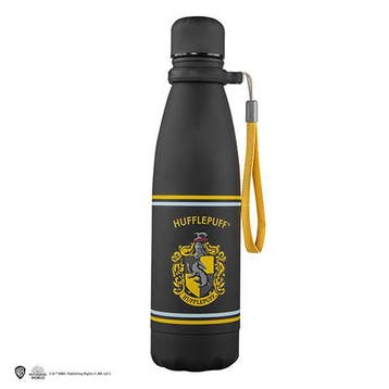 Harry Potter Metalen Waterfles Zwart Hufflepuff, Ophalen of Verzenden, Nieuw