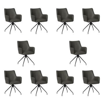 Set van 10 Leren draaibare eetkamerstoelen Wave - Toledo, Huis en Inrichting, Stoelen, Ophalen of Verzenden, Nieuw, Leer, Vijf, Zes of meer stoelen