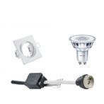 GU10 Inbouwspot Set - Mat Wit - Inbouw Vierkant - Kantelbaar, Metaal of Aluminium, Nieuw, Ophalen of Verzenden, Led