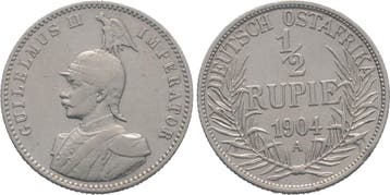 1/2 Rupie 1904 A Deutsch Ostafrika Wilhelm Ii, Postzegels en Munten, Verzenden