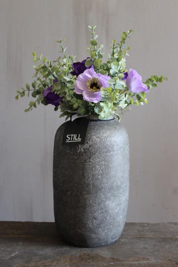 Zijden boeketje Eucalyptus en paarse Anemoon, Ophalen of Verzenden, Nieuw