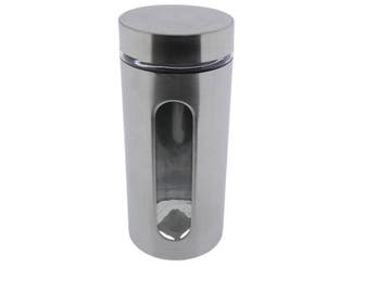 Veiling - Voorraadpot RVS/GLas, Nieuw