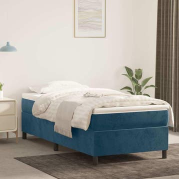 vidaXL Boxspring bed 90x200 cm fluweel donkerblauw, Huis en Inrichting, 90 cm, Eenpersoons, Nieuw, 200 cm