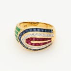 Ring - 18 karaat Geel goud Diamant (Natuurlijk) - Robijn,, Nieuw