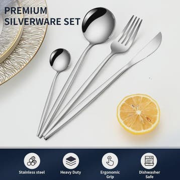 24-delige RVS Bestekset - Diner, Dessert & Theelepels - Vaat, Verzenden, Nieuw
