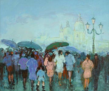 Marcel Peltier (1924-1998) - Venise sous la pluie, Antiek en Kunst