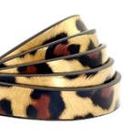 1 meter plat 10 mm imi leer leopard print Gold, Ophalen of Verzenden, Nieuw, Draad