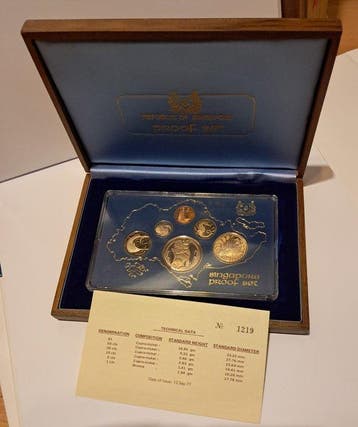 Singapore. Proof Set 1977 Complete Set, 6 munten (Zonder