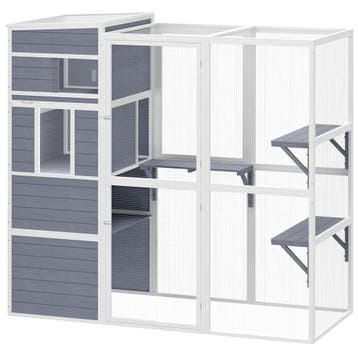 Buitenkattenverblijf Houten Kattenhuis Met 3 Platforms Weerb, Verzenden, Nieuw