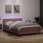 vidaXL Boxspring met matras en LED fluweel roze 160x220 cm, Huis en Inrichting, Slaapkamer | Bedden, Verzenden, Nieuw, Stof