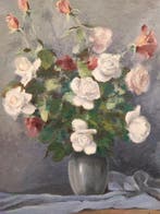 Escuela Impresionista Europea (XX) - Rosas en azul