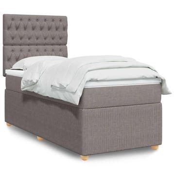 vidaXL Boxspring met matras stof taupe 100x200 cm, 100 cm, Eenpersoons, Verzenden, Nieuw