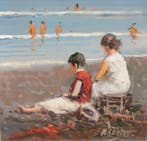 Miguel Santos (1956) - Reflejos de marea, Antiek en Kunst, Kunst | Schilderijen | Klassiek