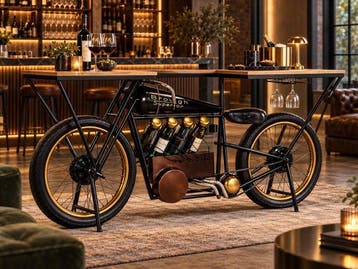 Bar - Mangowood, Metaal - Motor Wijnbar Tafel