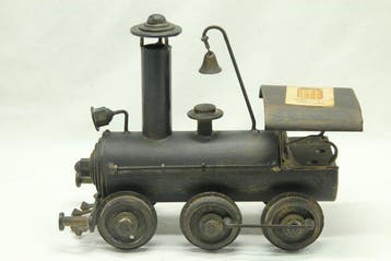 sculptuur, Vintage Handmade Metal Steam Locomotive Sculpture