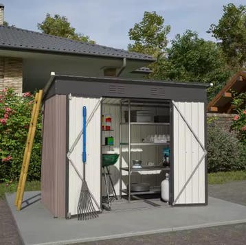 Grijze Metalen Tuinluifel 8x4 FT Winddicht met Fundering, Verzenden, Nieuw