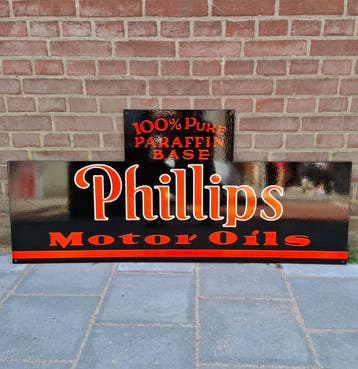 Phillips Motor Oils Groot Stalen Bord - 122 x 56cm, Ophalen, Gebruikt