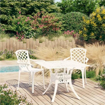 vidaXL 3-delige Bistroset gietaluminium wit, Tuin en Terras, Tuinsets en Loungesets, Verzenden, Nieuw, Aluminium, 2 zitplaatsen