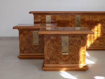 Italiaans design Drieluik (3) - Wortelnotenhout - 1970-1980, Antiek en Kunst