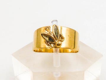 Ring - 18 karaat Geel goud Saffier, Nieuw