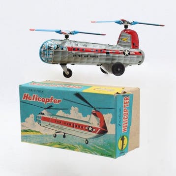 ASAHI, ATC , Japan - Modelvliegtuig - Friction , HELICOPTER,, Antiek en Kunst
