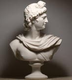 marmo bianco - Beeld, busto dio greco romano Apollo - 32 cm, Antiek en Kunst