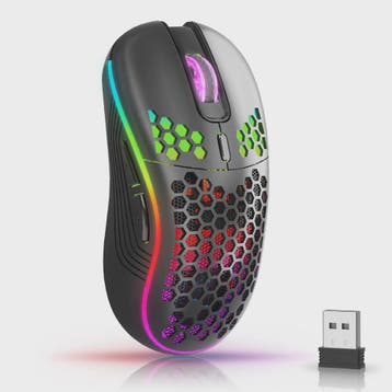 Draadloze RGB Honeycomb Muis - Lichtgewicht, Oplaadbaar & In, Computers en Software, Verzenden, Nieuw