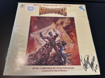 LP Soundtrack Hercules - Gesigneerd Lou Ferrigno + Danning, Ophalen of Verzenden, Zo goed als nieuw, Film, Overige typen