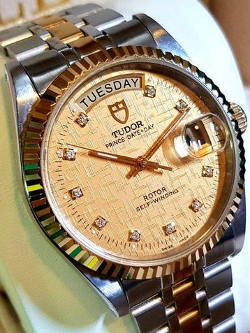 Tudor - Prince Date+Day - Gold Diamond Linen Dial - Zonder
