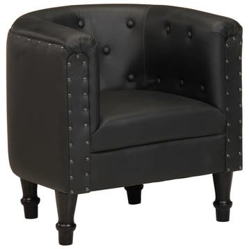 vidaXL Kuipstoel echt leer zwart, Huis en Inrichting, Fauteuils, Verzenden, Nieuw