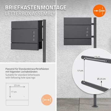 Brievenbusstandaard 40 cm x 120 cm antraciet roestvrij staal, Tuin en Terras, Brievenbussen, Verzenden, Zo goed als nieuw