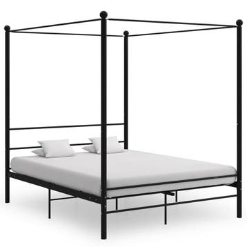 vidaXL Hemelbedframe metaal zwart 160x200 cm, Huis en Inrichting, Verzenden, Zwart, 200 cm, Metaal
