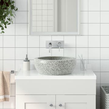 vidaXL Opzetwasbak rond 41x14 cm keramiek grijs, Doe-het-zelf en Verbouw, Verzenden, Nieuw
