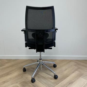 ergonomische bureaustoel + lendesteun, zwart - chroom, Ophalen of Verzenden, Ergonomisch, Gebruikt, Bureaustoel