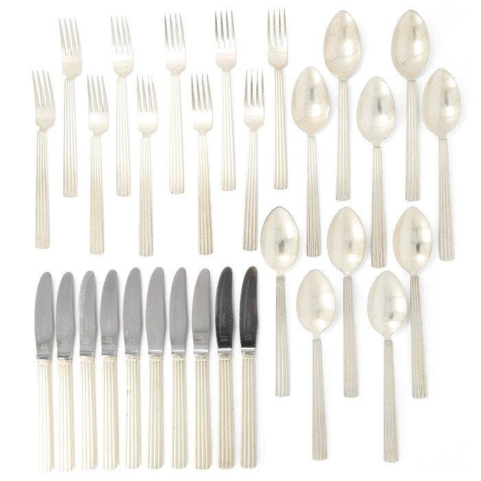 Georg Jensen, dessertbestek, Sigvard Bernadotte - Bestekset, Antiek en Kunst, Antiek | Goud en Zilver