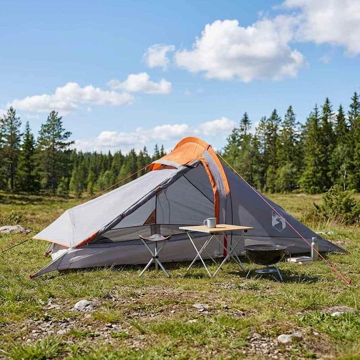 vidaXL Backpacking Tent Grijs en Oranje 2-persoons, Caravans en Kamperen, Tenten, Nieuw, tot en met 2, Verzenden