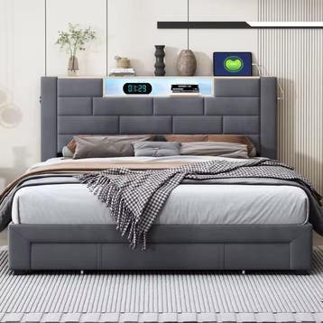 Gestoffeerd Tweepersoonsbed 160x200 cm met 3 Lades en LED, Verzenden, Nieuw