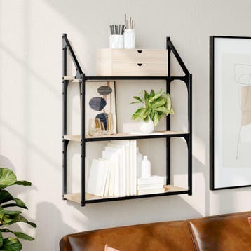 vidaXL Wandrek 3-laags 60x21x78,5 cm bewerkt hout sonoma, Huis en Inrichting, Woonaccessoires | Wandplanken en Boekenplanken, Verzenden